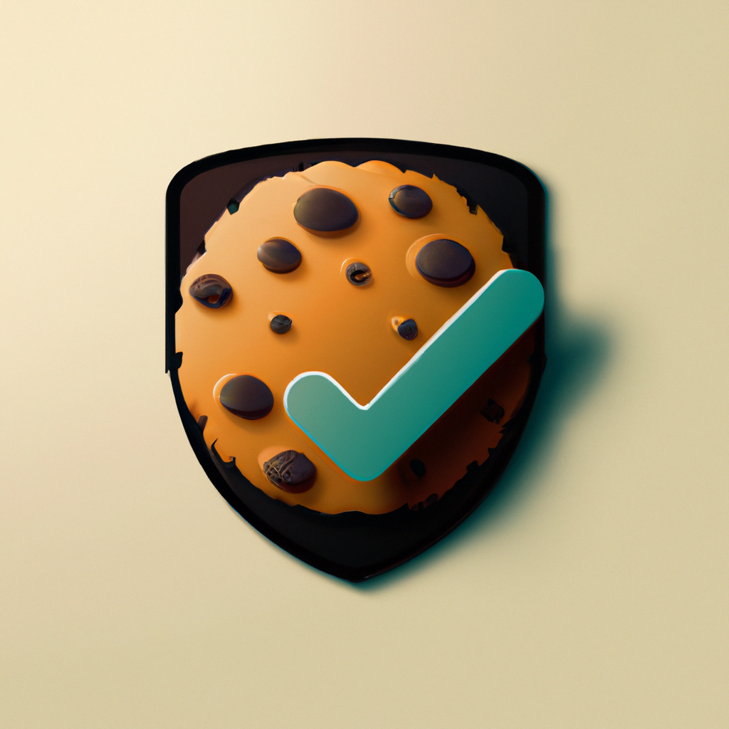 Cookie icon with shield and checkmark, soft gradients
